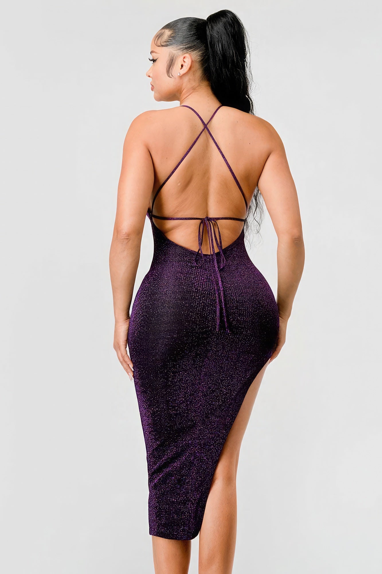 Metallic Glitter Sweetheart Dress - Starlight Purple