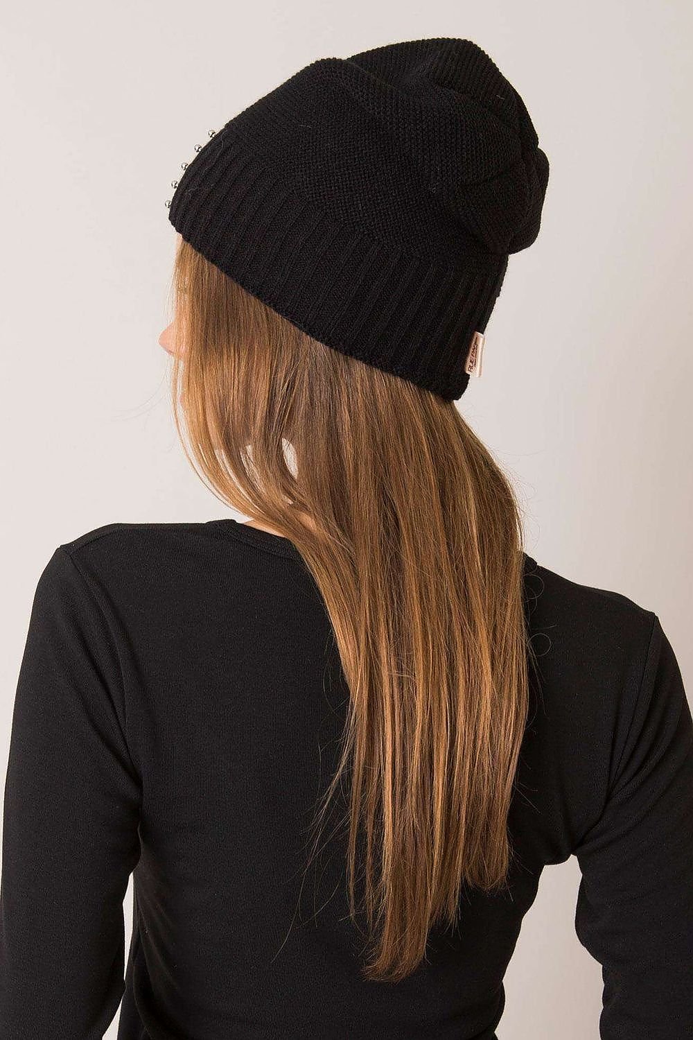 Deco Pearl Texture Beanie - Black