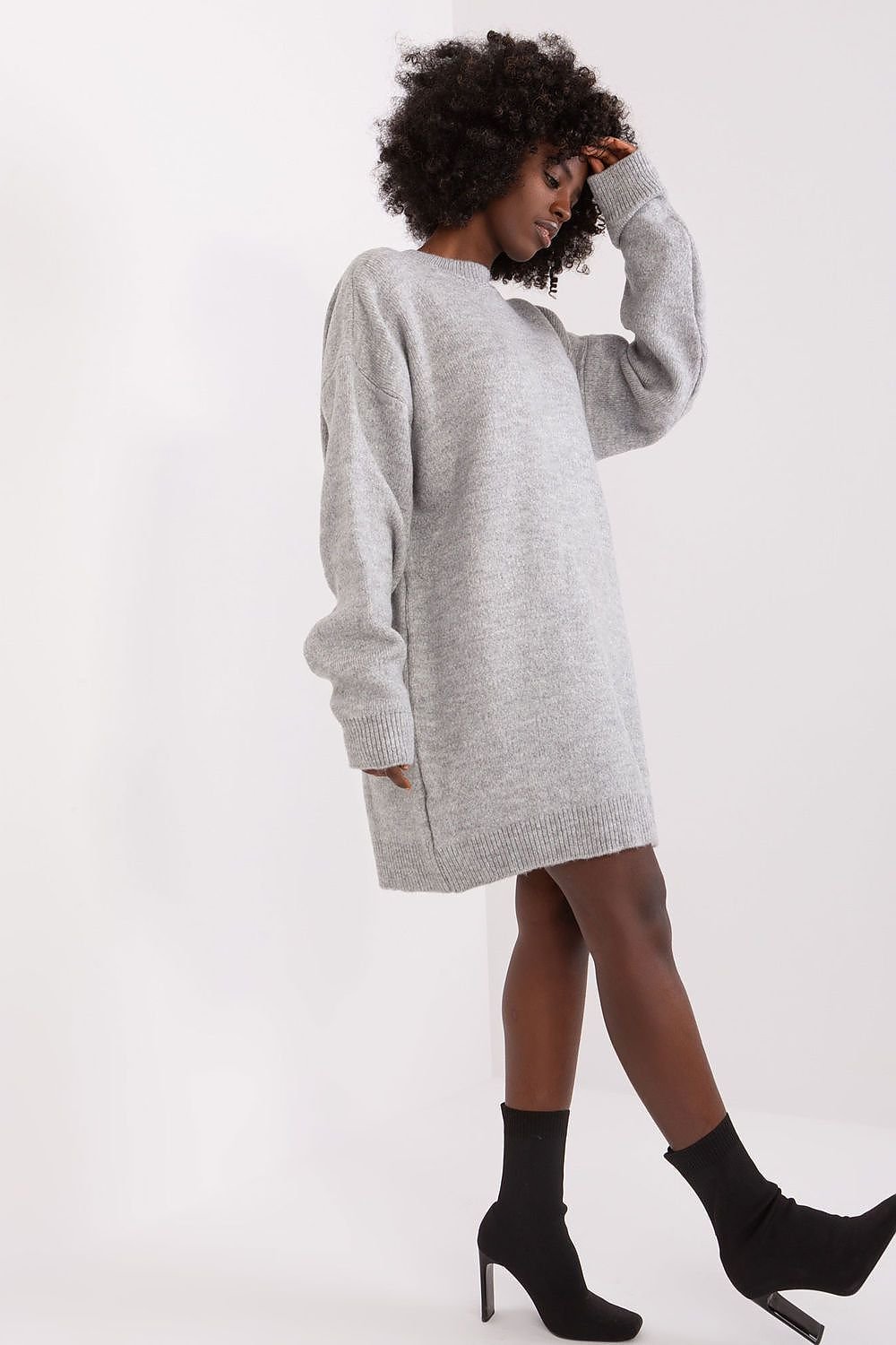 Long Sleeve Crew Neck Sweater Dress