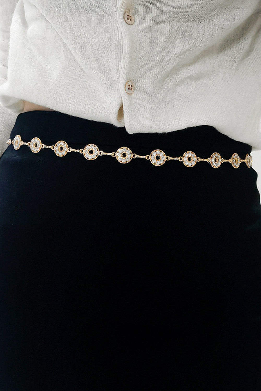 Rhinestone Deco Zinc Alloy Waist Chain Belt