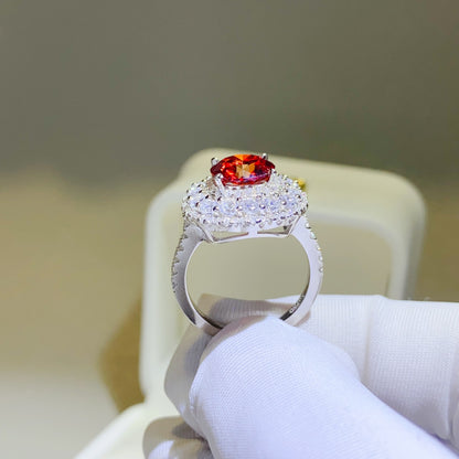 Red Eye 2 Carat Moissanite 925 Sterling Silver Ring