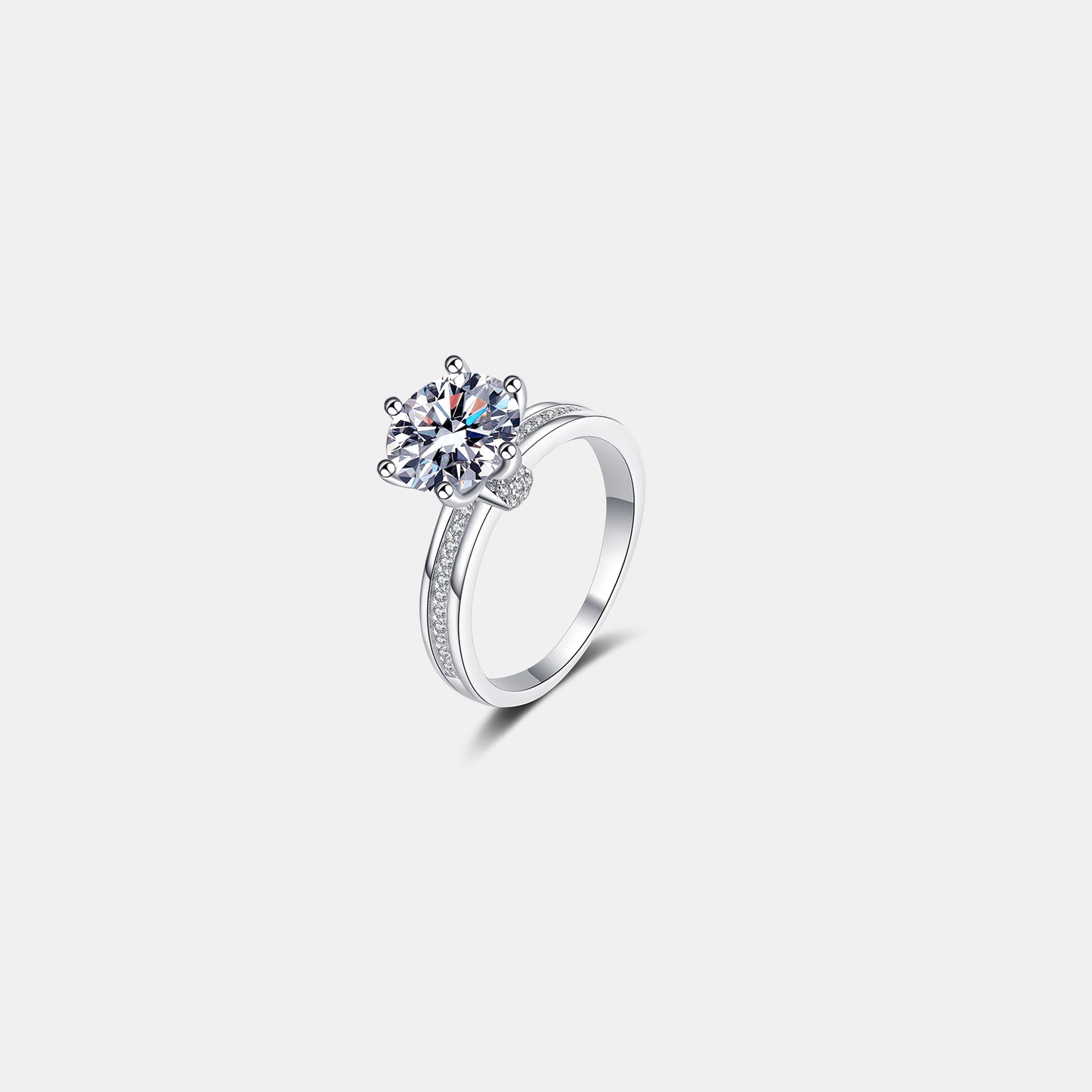 Round Brilliant 3 Carat Moissanite 925 Sterling Silver Ring