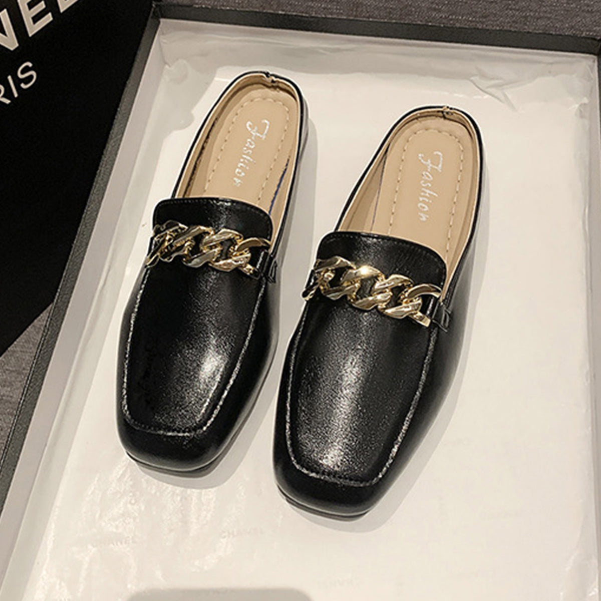 Eco-Leather Square Toe Flat Loafers