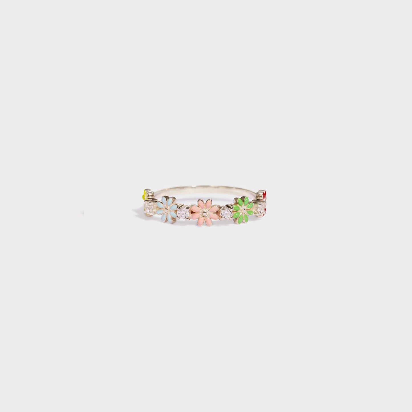 Color Daisy Sterling Silver Zircon Ring