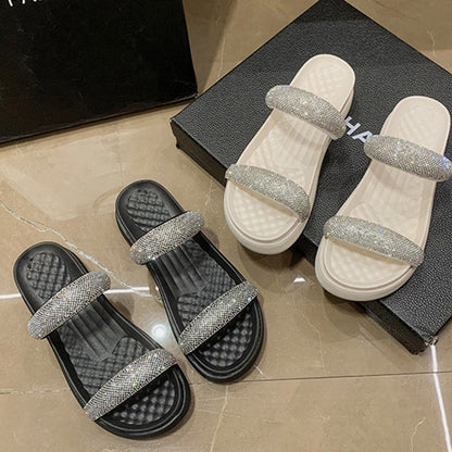 Eco-Leather Open Toe Platform Slide Sandals