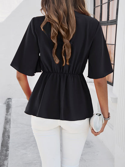 Tie Waist Half Sleeve Blouse