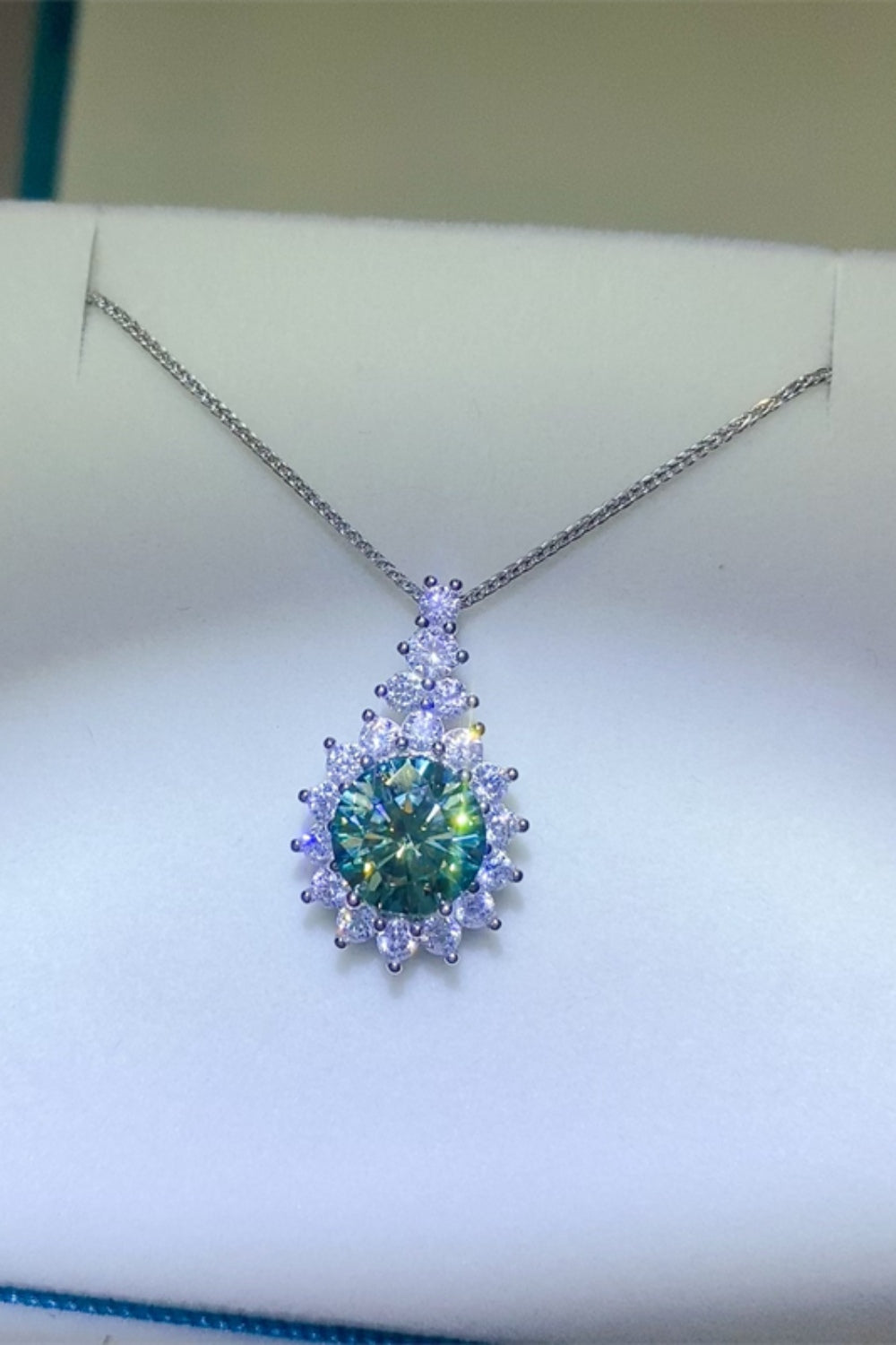 Peridotal 3 Carat Moissanite 925 Sterling Silver Pendant Necklace