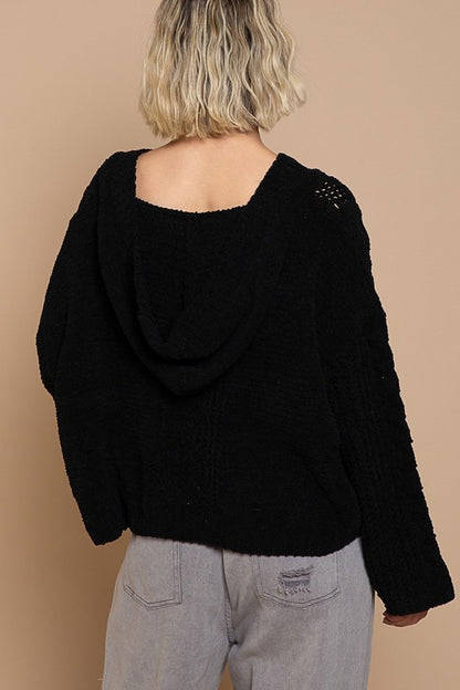 Twisted Knit Hooded Sweater