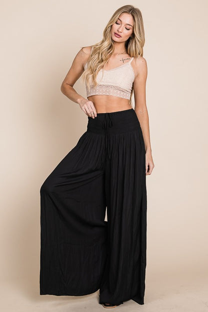 Ruche Waist Wide Leg Resort Pants