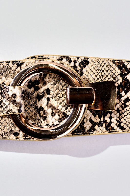 Snake Print Wide Fashion Belt