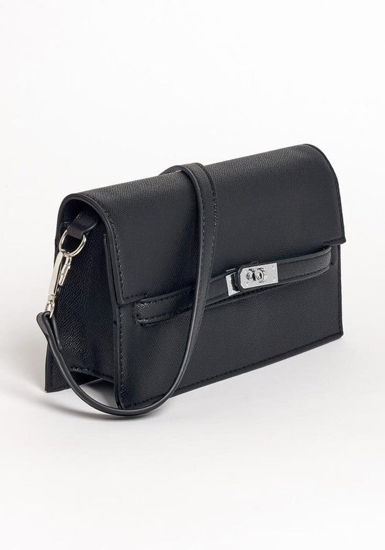 Leather Flap Envelope Bag with Detachable Strap