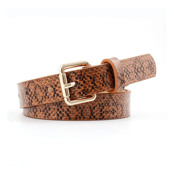 Liz Snake Print Vegan Leather Belt