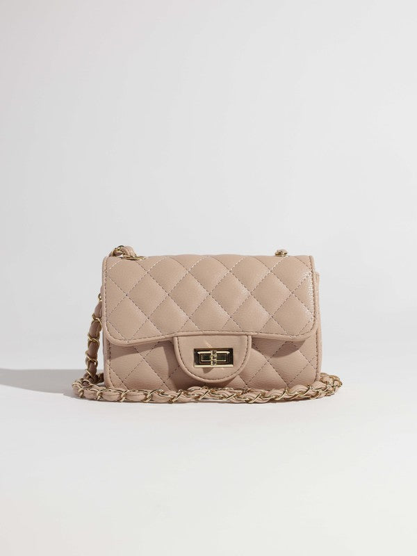 Faux Leather Quilted Crossbody Bag