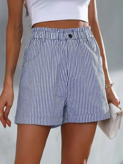 Full Size High Waist Vertical Striped Shorts