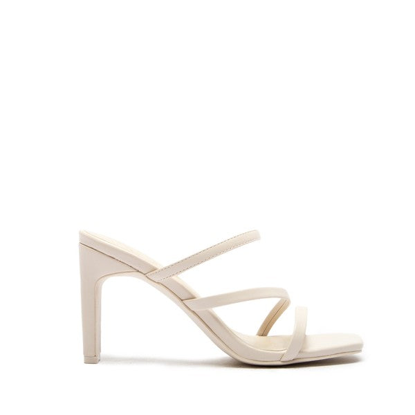Off White Strappy Mule Heels