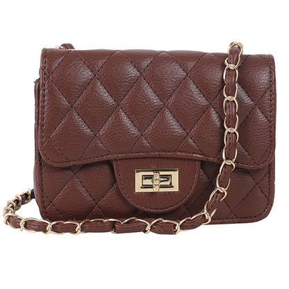 Faux Leather Quilted Crossbody Bag