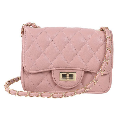 Faux Leather Quilted Crossbody Bag