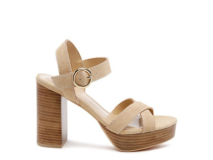 Choupette Suede Leather Block Heel Sandals