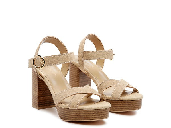 Choupette Suede Leather Block Heel Sandals