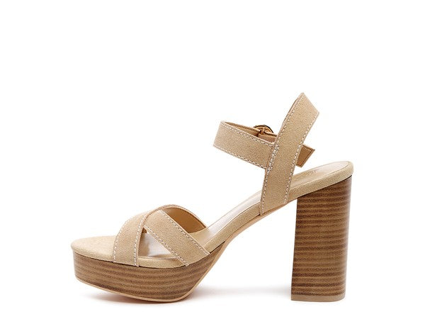 Choupette Suede Leather Block Heel Sandals