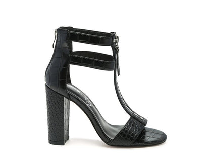 Felicity Zip Up Croc Textured Sandals