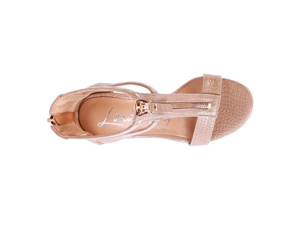 Felicity Zip Up Croc Textured Sandals