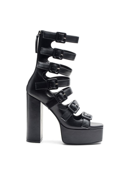 Caged Gladiator Platform High Heel Buckle Sandal