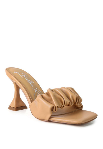 Ruche Spool Heel Sandals