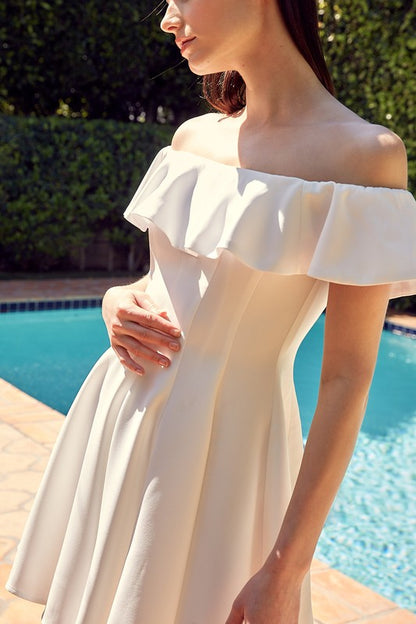 A Line Off-The-Shoulder Ruffle Dress