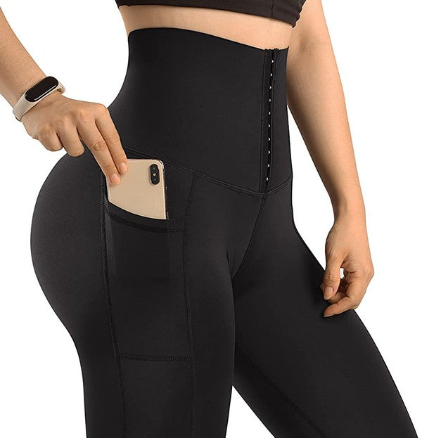 Soft Body Shaper Corset Leggings with Pockets