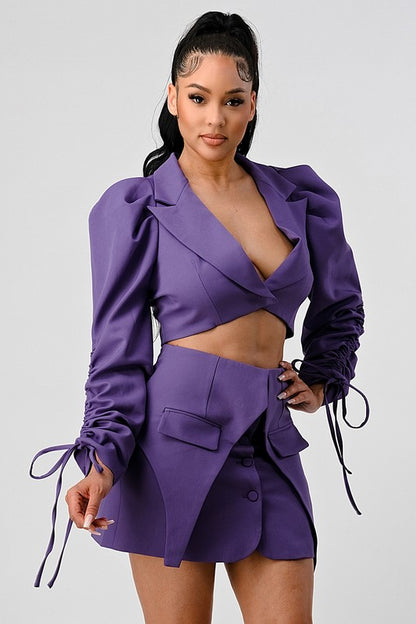 Bonham Blazer and Skirt Set - Grape