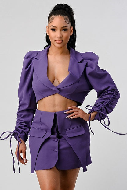 Bonham Blazer and Skirt Set - Grape