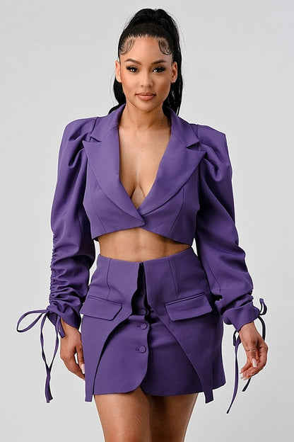 Bonham Blazer and Skirt Set - Grape