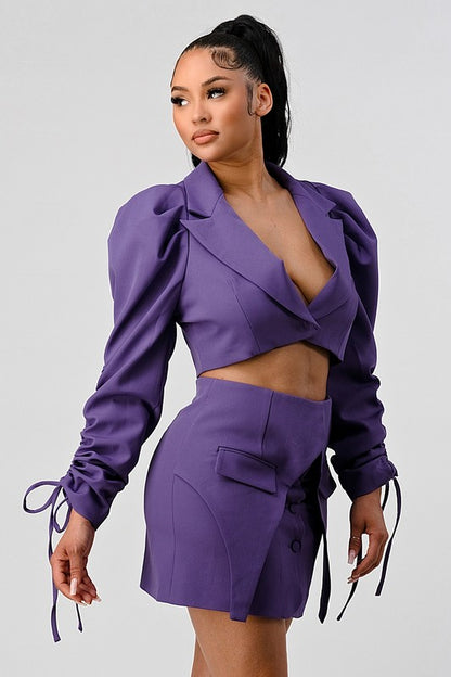 Bonham Blazer and Skirt Set - Grape