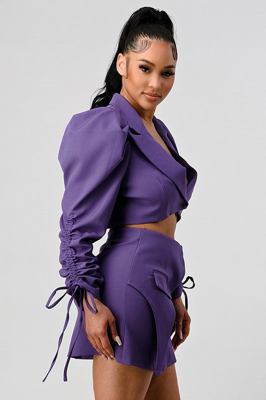 Bonham Blazer and Skirt Set - Grape