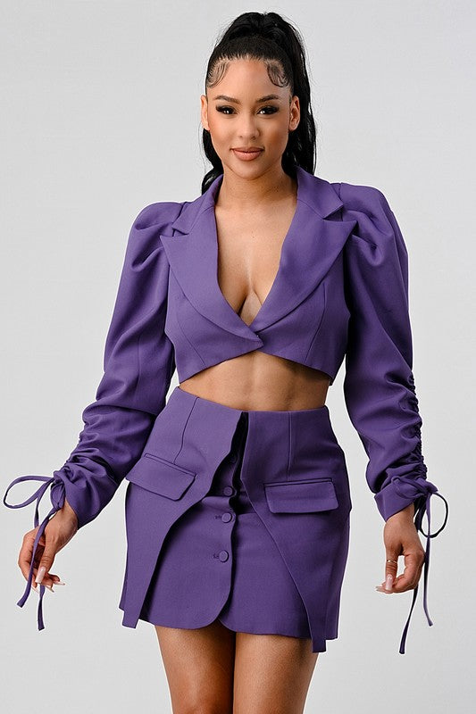 Bonham Blazer and Skirt Set - Grape