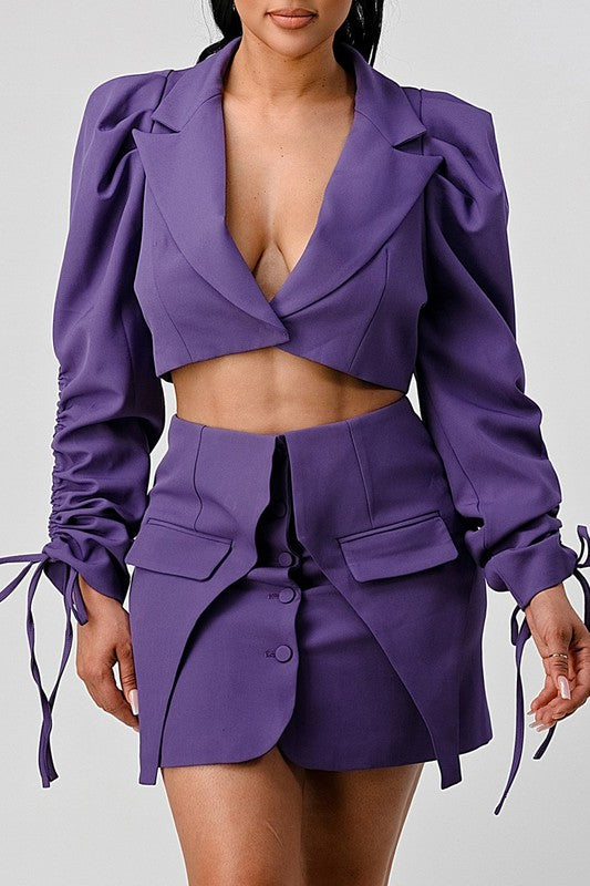 Bonham Blazer and Skirt Set - Grape