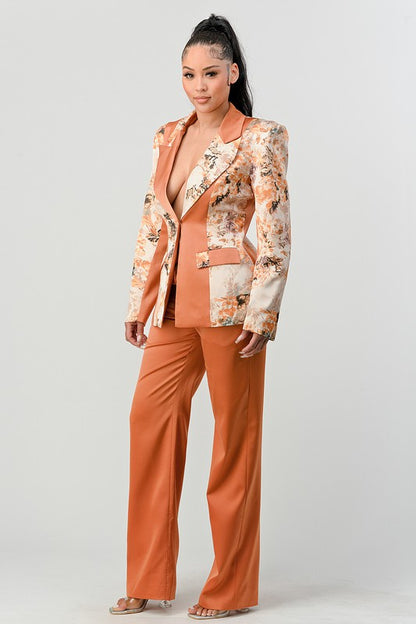 Transition Print Blazer and Pant Suit