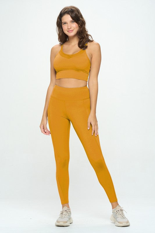 Cropped Sports Top and Leggings Activewear Set