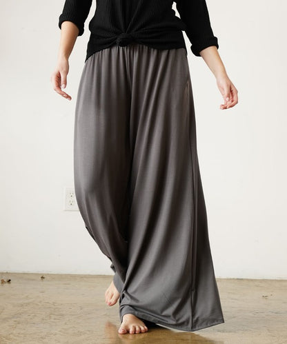 Bamboo Elastic Smock Waist Maxi Palazzo Pant