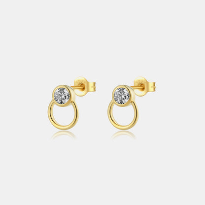 On the Loop Inlaid Zircon 925 Sterling Silver Stud Earrings