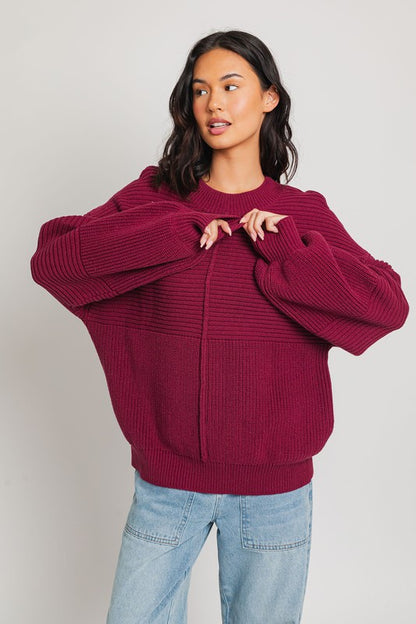 Noni Cotton Ribbed Knitted Sweater