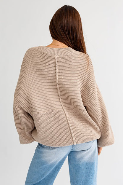 Noni Cotton Ribbed Knitted Sweater