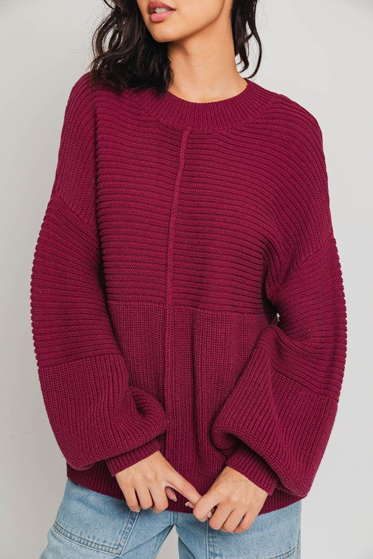 Noni Cotton Ribbed Knitted Sweater