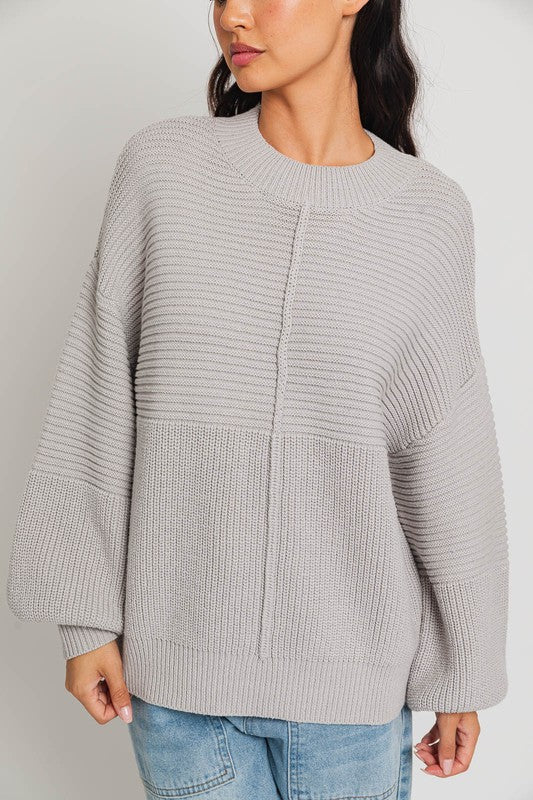 Noni Cotton Ribbed Knitted Sweater