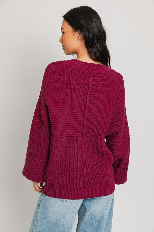 Noni Cotton Ribbed Knitted Sweater