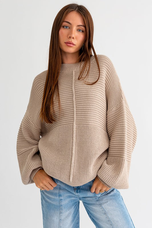 Noni Cotton Ribbed Knitted Sweater