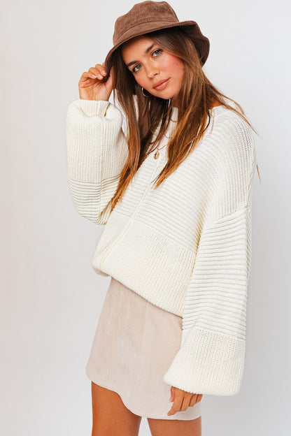 Noni Cotton Ribbed Knitted Sweater