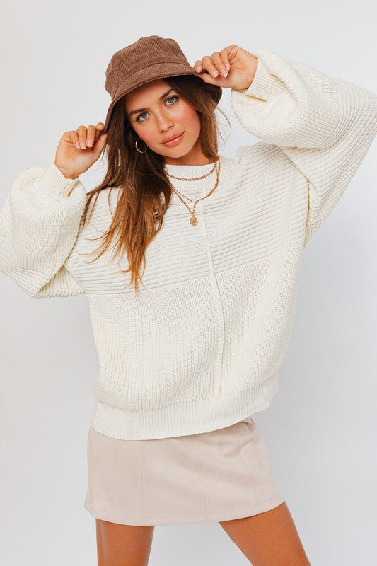 Noni Cotton Ribbed Knitted Sweater