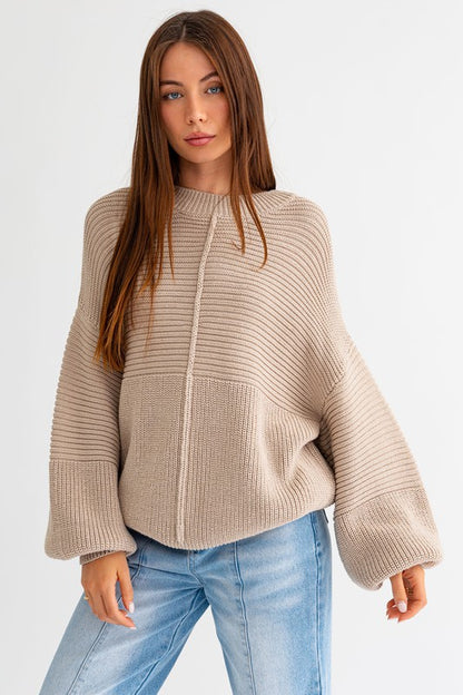 Noni Cotton Ribbed Knitted Sweater